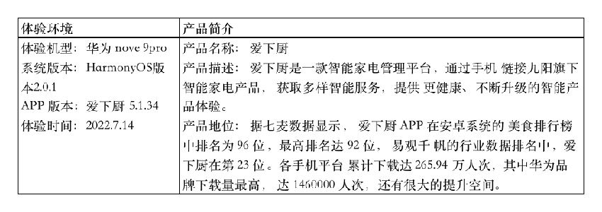 智能家电管理：“爱下厨”产品体验及竞品分析报告