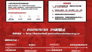 蔡崇信篮球奖学金2025级申请启动