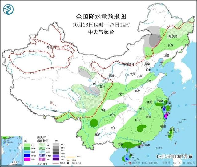 今夜明日天气受台风“潭美”倒槽云系影响