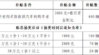 琼海买辆新能源汽车补贴超3000元