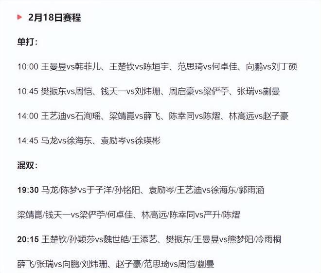 22场，直通赛开打，孙颖莎等争开门红，混双或有黑马（附赛程）