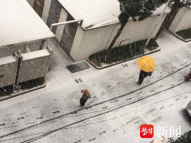 扬州市区下起雪粒，大如鹅毛