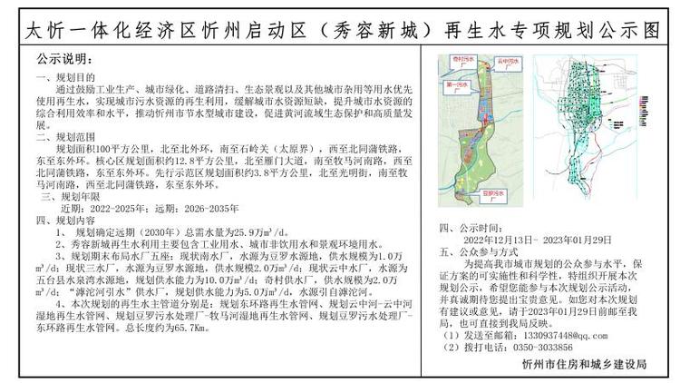 关于太忻经济一体化秀容新城7个专项规划公示