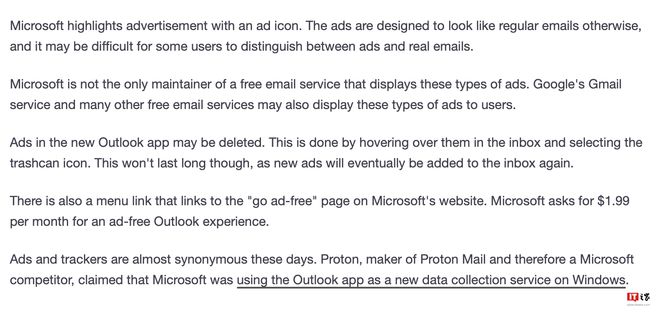 微软为新版outlook客户端加入第三方广告