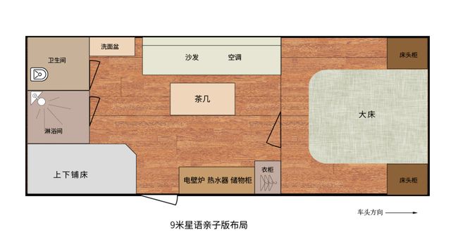 头等舱9m尚品星语亲子a版采光非常好，床铺柔软宽裕