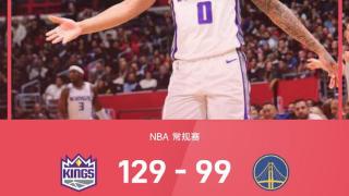 NBA战报：蒙克26+12，库里空砍26分，国王129-99勇士收获4连胜