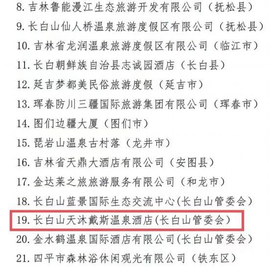 长白山池南区天沐温泉入选吉林省首批“职工疗休养基地”