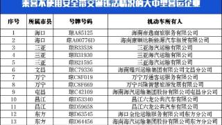 海南交警喊话11家客运企业：请你们认真提醒乘客系好安全带