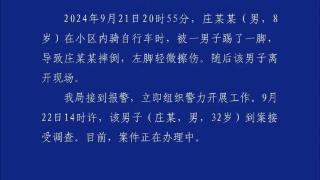 8岁男子骑自行车被踢一脚导致摔倒左脚轻微擦伤