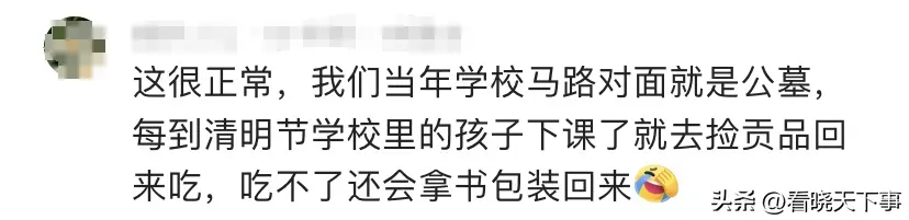 男孩清明去墓地捡贡品，一书包贡品倒在地上开吃，评论区吵翻天