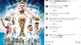 巴蒂晒阿根廷夺冠海报：加油！世界杯冠军
