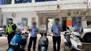 陵水3名综合执法局工作人员骑电动车不戴头盔被网友举报 交警：罚！
