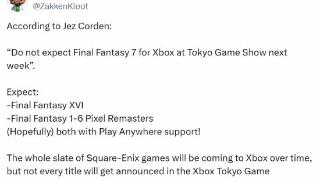 曝Xbox版《FF7R》不会在TGS上亮相：但会有FF16