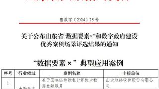 财金数科联合申报案例成功入选山东省“数据要素×”典型应用案例