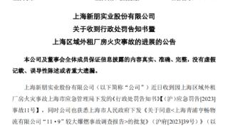 新朋股份因上海区域外租厂房火灾事故被罚150万元