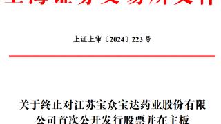 宝众宝达终止上交所主板IPO 原拟募资10亿元