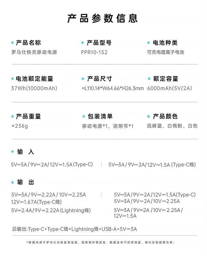 罗马仕ppr10移动电源京东开售，三种颜色可选