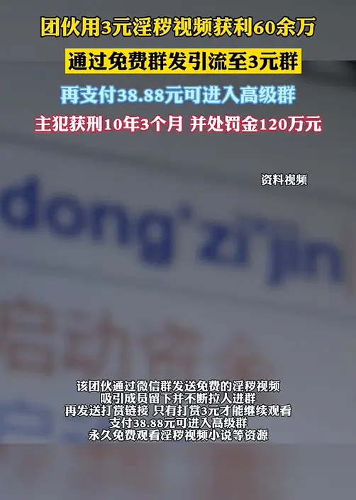 发布淫秽视频获利60余万 主犯获刑，被罚120万元！