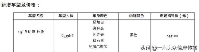 一汽-大众推出全新宝来1.5t尊行版车型，性能升级