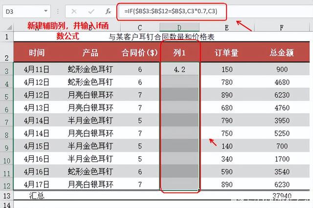 if函数公式更新合同价