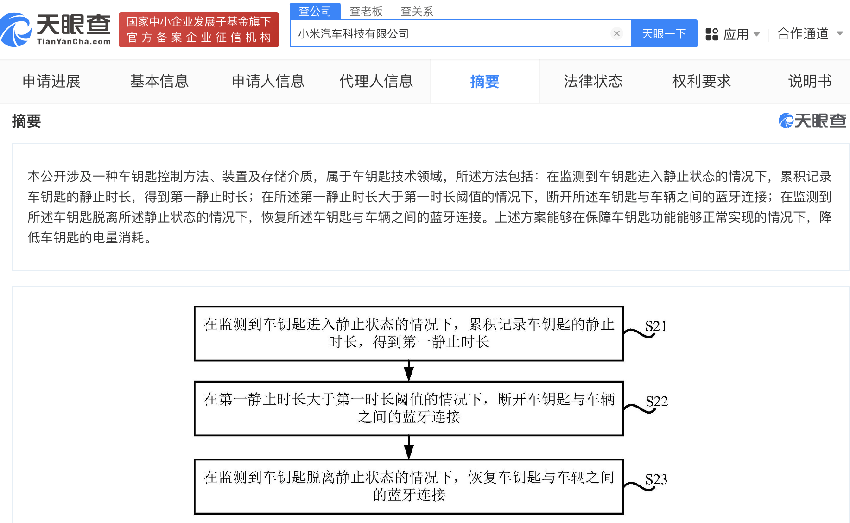 小米公开“车钥匙控制方法、装置及存储介质”专利