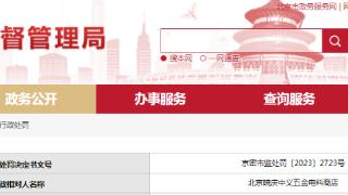 北京市密云区市场监督管理局对北京皖庆中义五金电料商店作出行政处罚