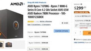 AMD下调锐龙8000G系列APU海外售价：最高降幅13%