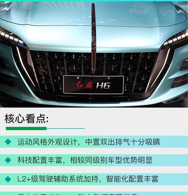 2022广州车展红旗h6时尚造型，完全溜背设计极具运动感