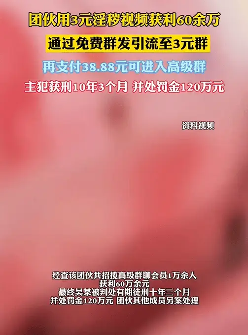 发布淫秽视频获利60余万 主犯获刑，被罚120万元！