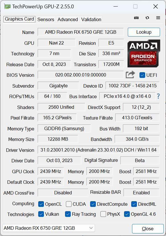 技嘉radeonrx6750greeagle12gb测试