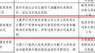 大唐集团公告：中煤长江基础建设公司被取消采购活动参与资格2年
