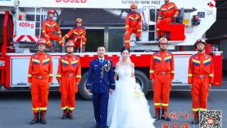 “蓝焰白纱”！十堰“消防版”婚纱照满满都是爱