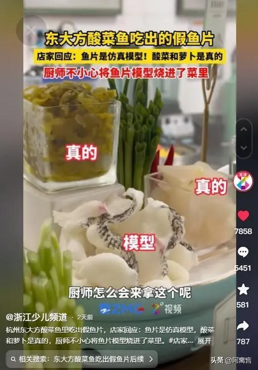 还能这样？食客疑酸菜鱼为塑料制，专家实验后：鱼肉就是塑料做的