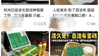 南京推出“百洁布蛋糕”，网友表示“隔着屏幕都能闻到洗涤精味”