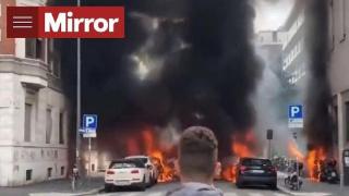 突发！意大利城市米兰市中心发生爆炸，数辆汽车起火