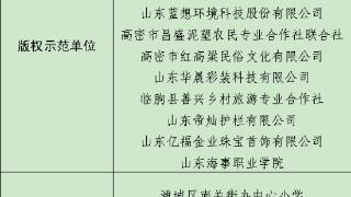 潍坊市文旅局公示一批版权示范单位、园区（基地）