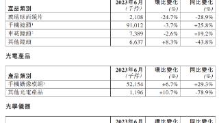 舜宇光学：手机镜头 6 月出货量 9101.2 万件