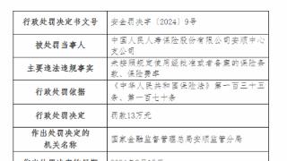 因未按规使用保险条款等，中国人保寿险安顺支公司被罚13万元