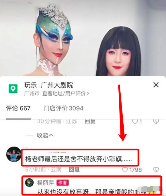 杨丽萍晒小彩旗照片，小彩旗：我回来了，归队了