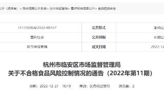 杭州市临安区市场监管局关于不合格食品风险控制情况的通告（2022年第11期）