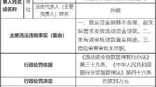 安徽新安银行3宗违法被罚 授信审查审批未尽职等