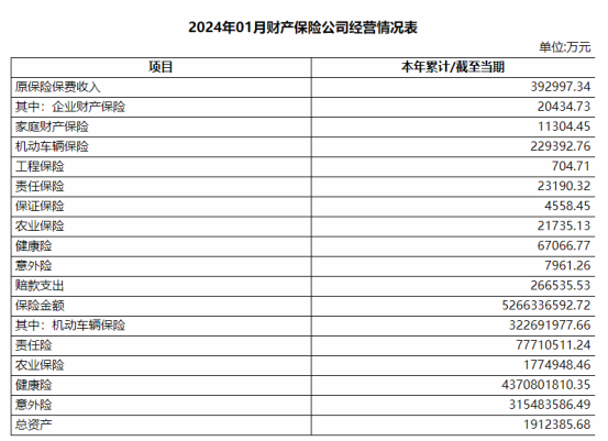 2024年1月江西保险业原保险保费收入达200亿元