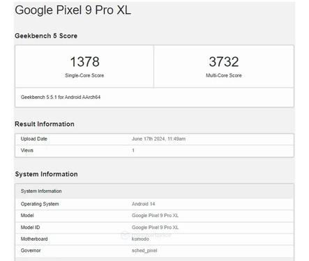 谷歌Pixel 9 Pro XL性能被曝光