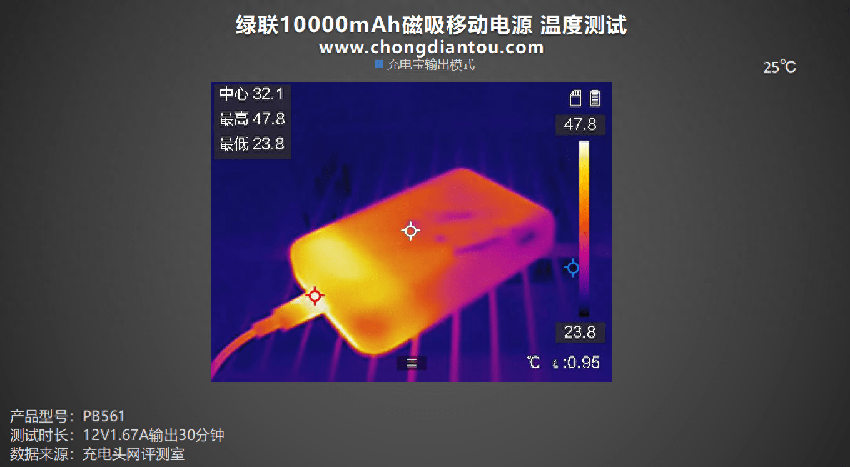 绿联10000mah磁吸无线充移动电源测试