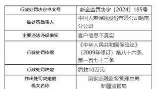 因客户信息不真实，中国人寿哈密分公司被罚10万元