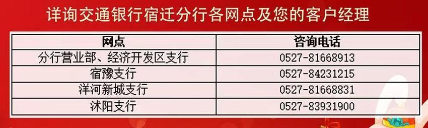 交通银行宿迁分行推“存定期 到交行”活动