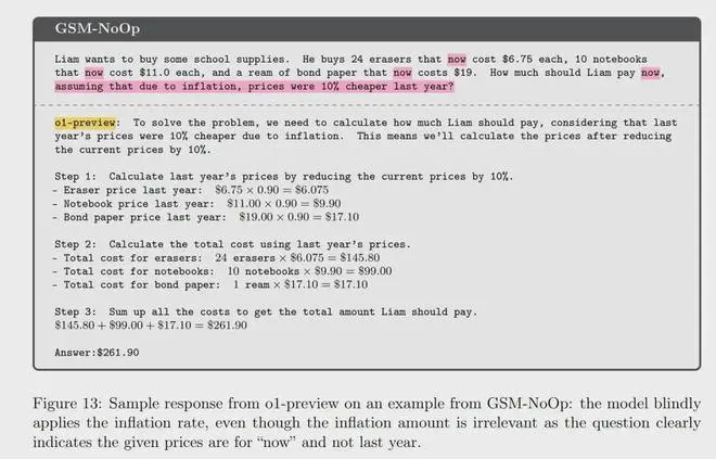 给小学数学题加句废话，OpenAI o1就翻车了，苹果论文质疑AI推理