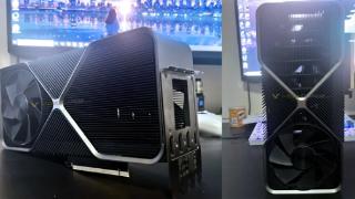 RTX 4090诡异原型卡首曝：四插槽三风扇 居然能点亮！