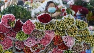 新年临近花卉市场繁忙