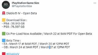 《暗黑4》B测预载现已开启 PS5/XSX所需容量76GB